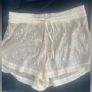 Victoria Secret Swim cream Sequin Shorts coverup. Size medium.